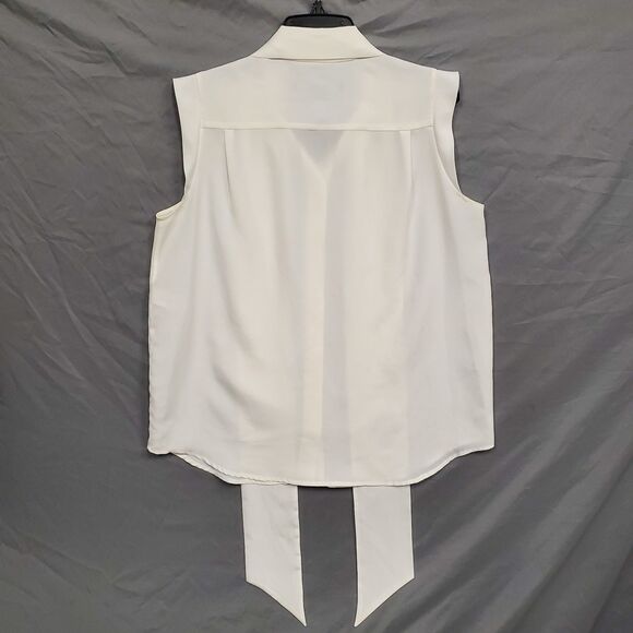 French Connection Women Neck Tie Blouse Sheer White Size 10 - Picture 2 of 8